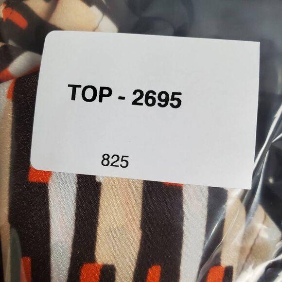 DKNY Brown Orange & Cream Geometric Print Tie Waist Top – Size S - Picture 8 of 8